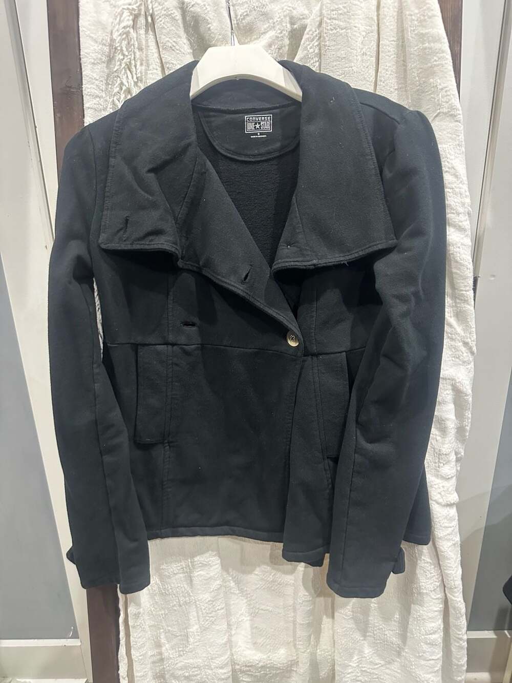 Converse One Star Black Sweatshirt Jacket Size S
